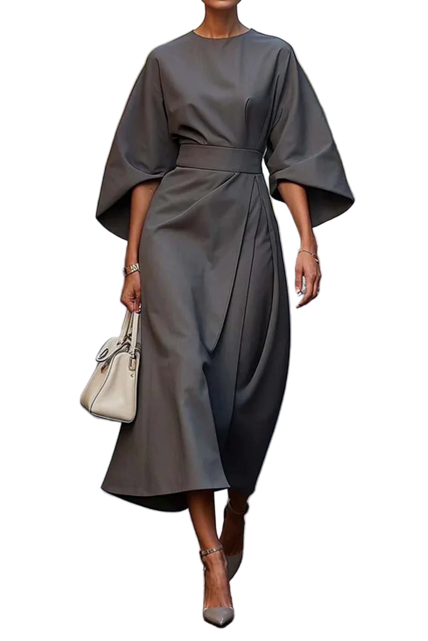 Belted Maxi Dress with Flowing Silhouette