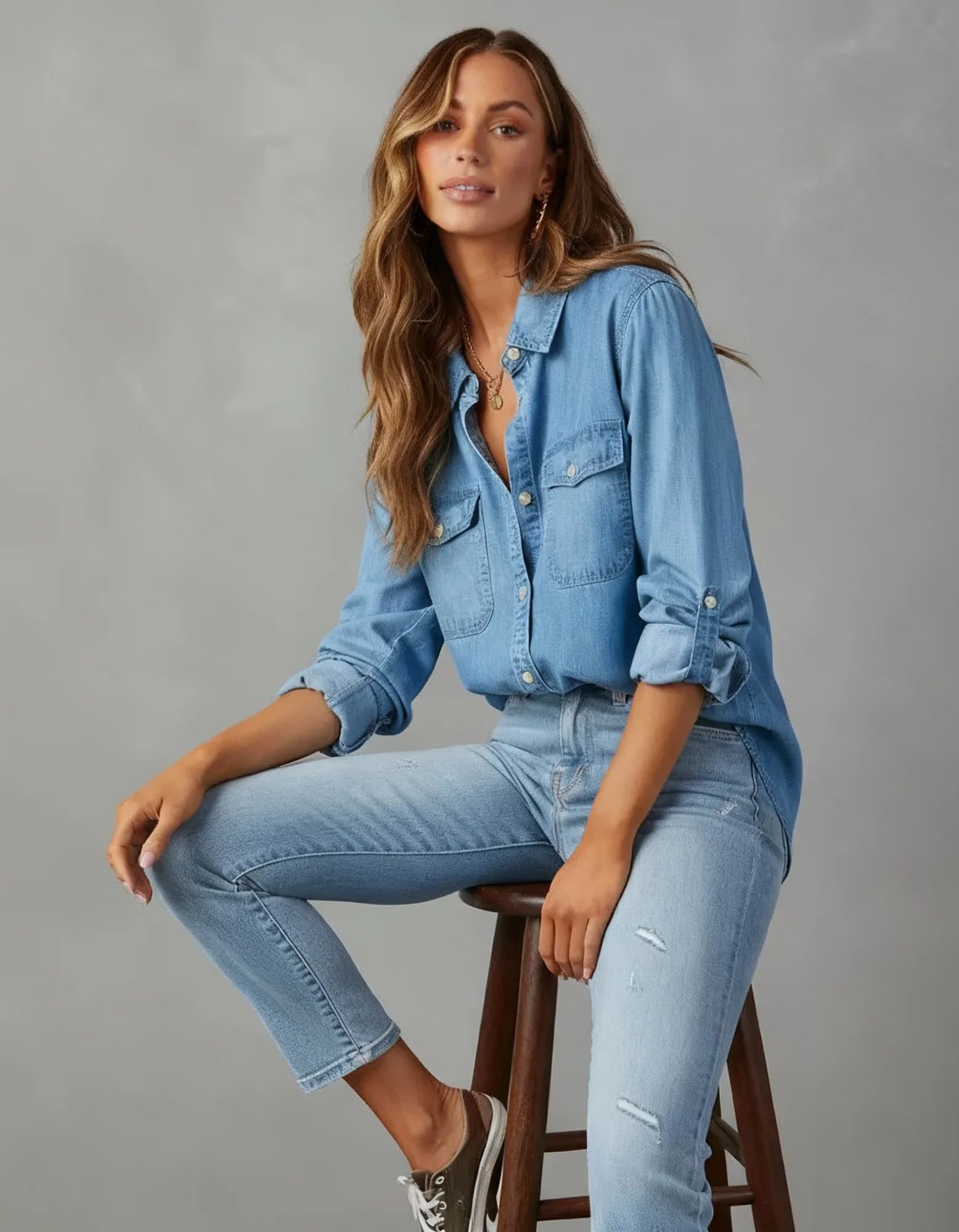 Chambray Denim Shirt for Women