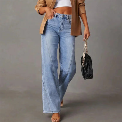 Classic Rise Straight-Leg Denim Trousers for Women