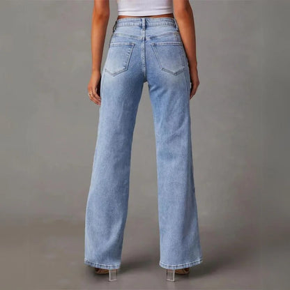 Classic Rise Straight-Leg Denim Trousers for Women
