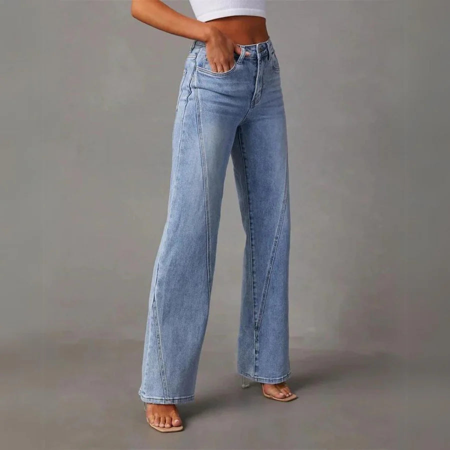 Classic Rise Straight-Leg Denim Trousers for Women