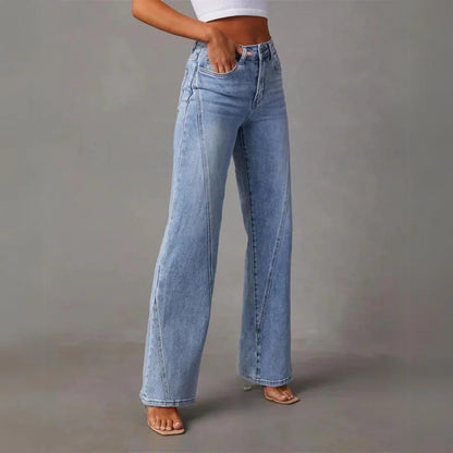 Classic Rise Straight-Leg Denim Trousers for Women