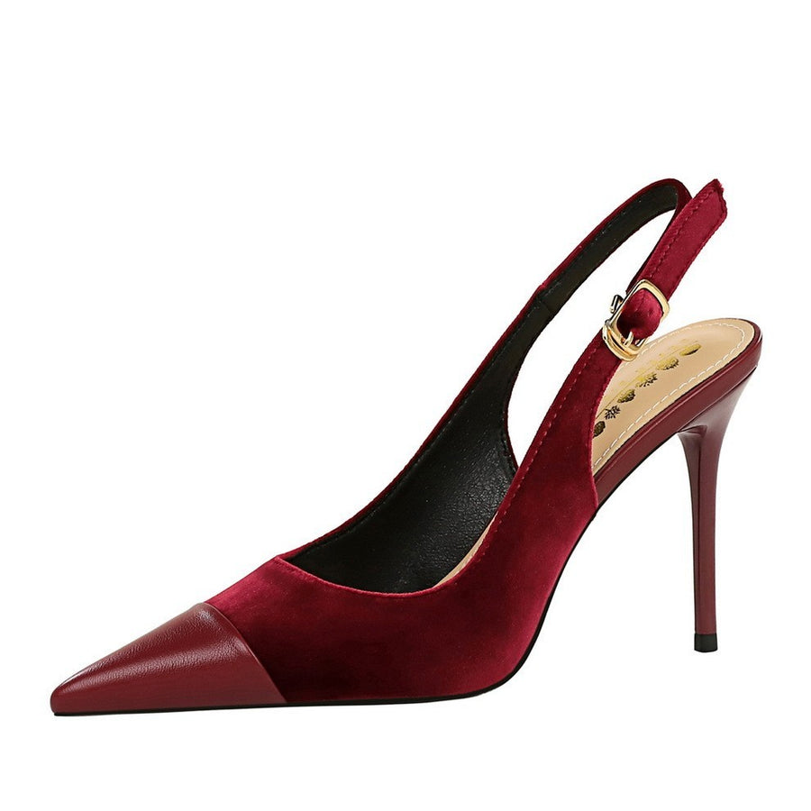 Black Slingback Heels with Pointed Toe and Adjustable Strap