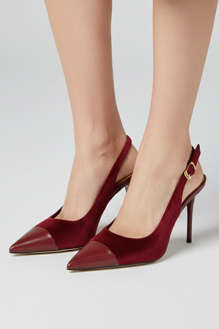 Women’s Slingback Heels with Pointed Toe and Adjustable Strap