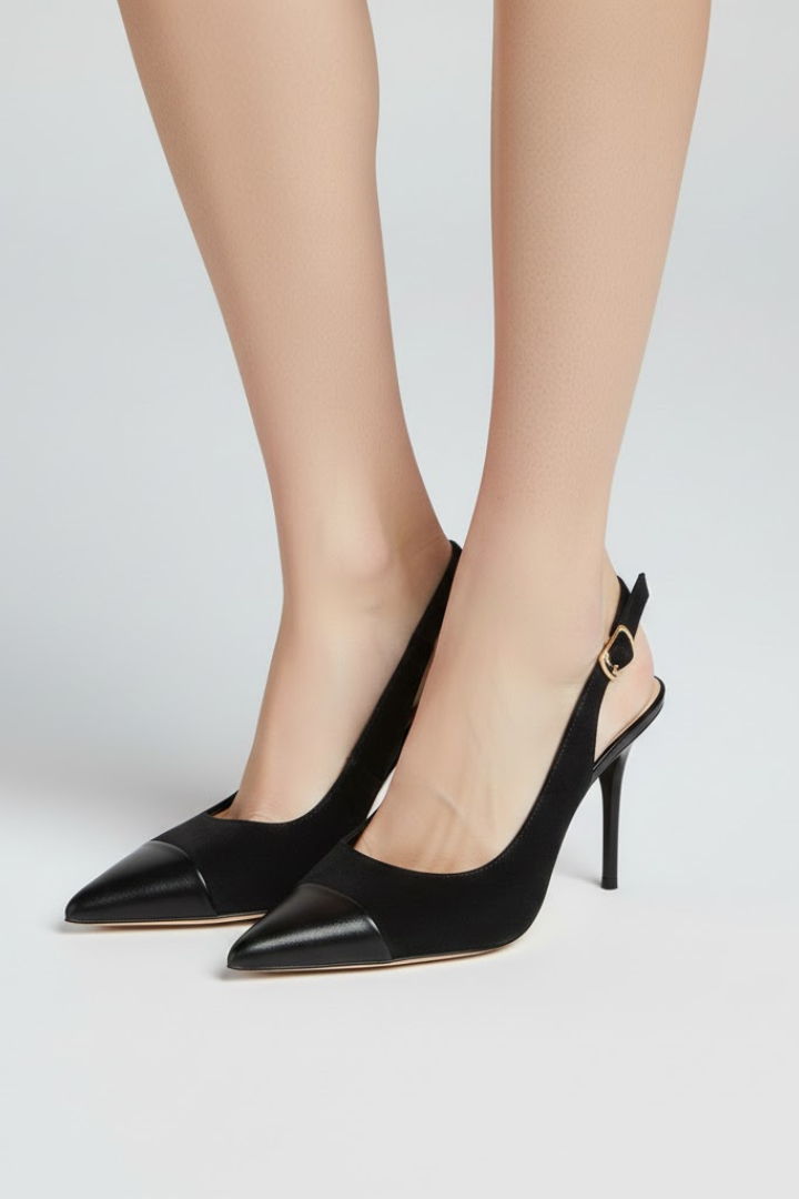 Women’s Slingback Heels with Pointed Toe and Adjustable Strap