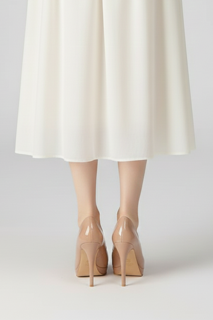 Women’s Closed-Toe Heels with a Raised Platform and a Tapered Heel