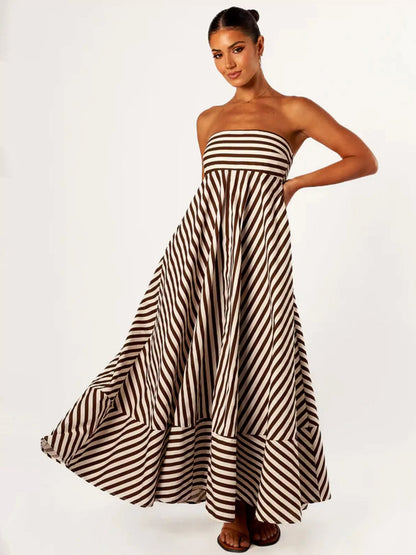 Elegant Striped Maxi Dress