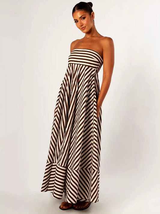 Elegant Striped Maxi Dress