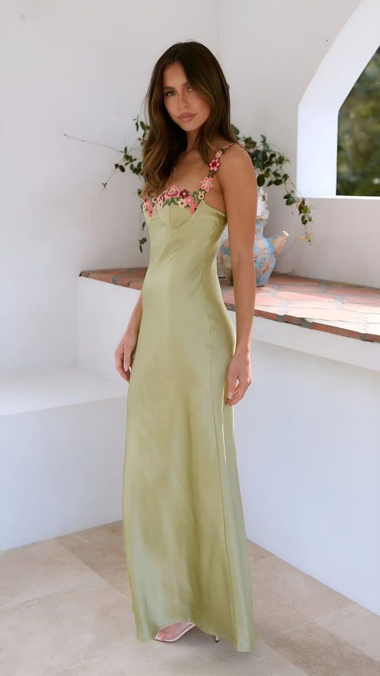 Embroidered Floral Maxi Dress for Women