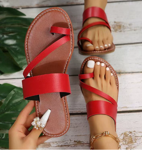 Women’s Slip-On Sandals with Buckle Strap