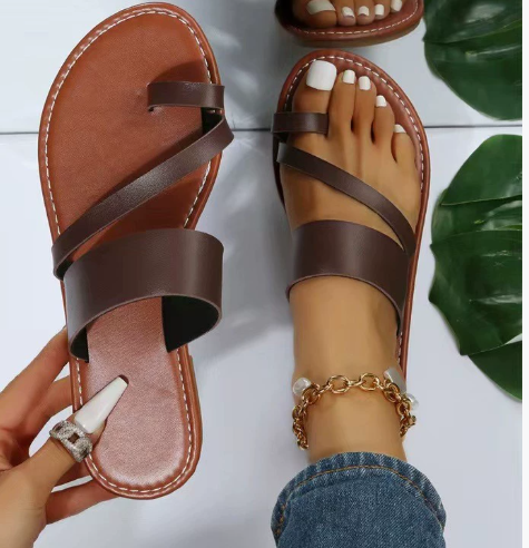 Women’s Slip-On Sandals with Buckle Strap