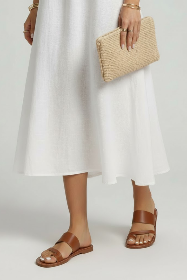 Women’s Slip-On Sandals with Buckle Strap