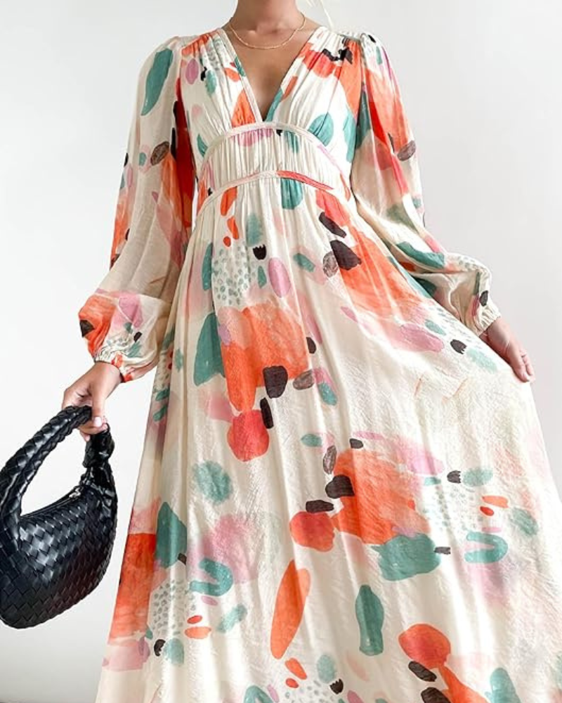 Floral Maxi Dress with V-Neckline