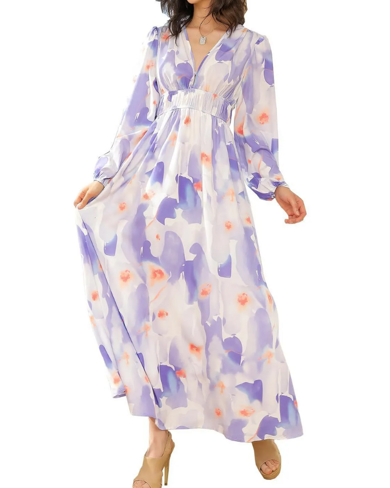 Floral Maxi Dress with V-Neckline