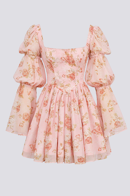 Floral Puff Sleeve Mini Dress