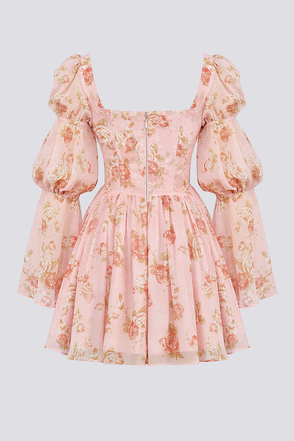 Floral Puff Sleeve Mini Dress