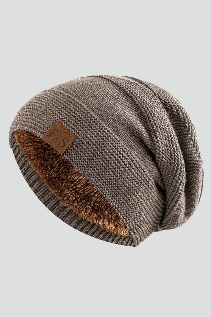 Knit Beanie with Ribbed Edge and Lined Interior