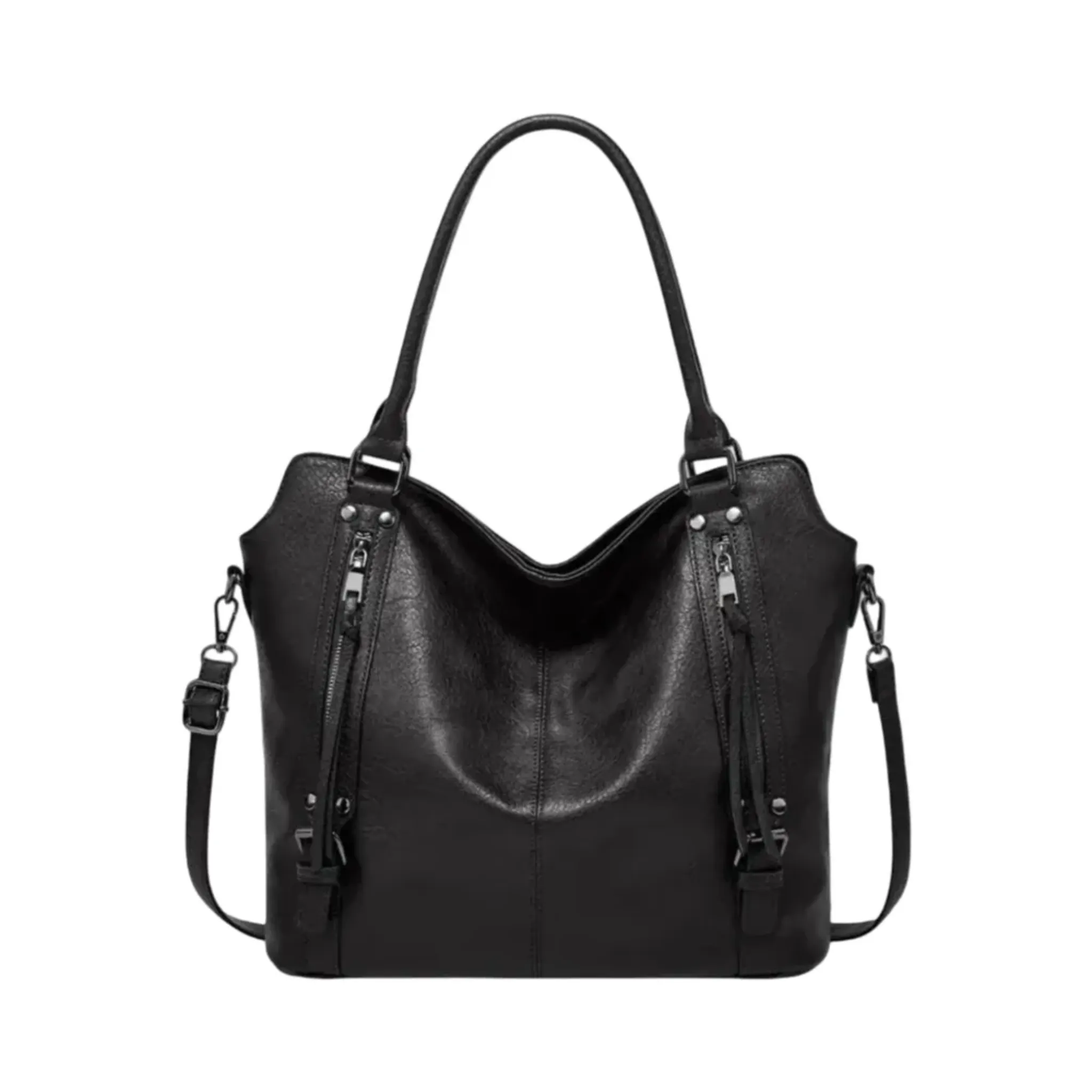 Large Tote Shoulder Bag with Zipper Pockets for Women