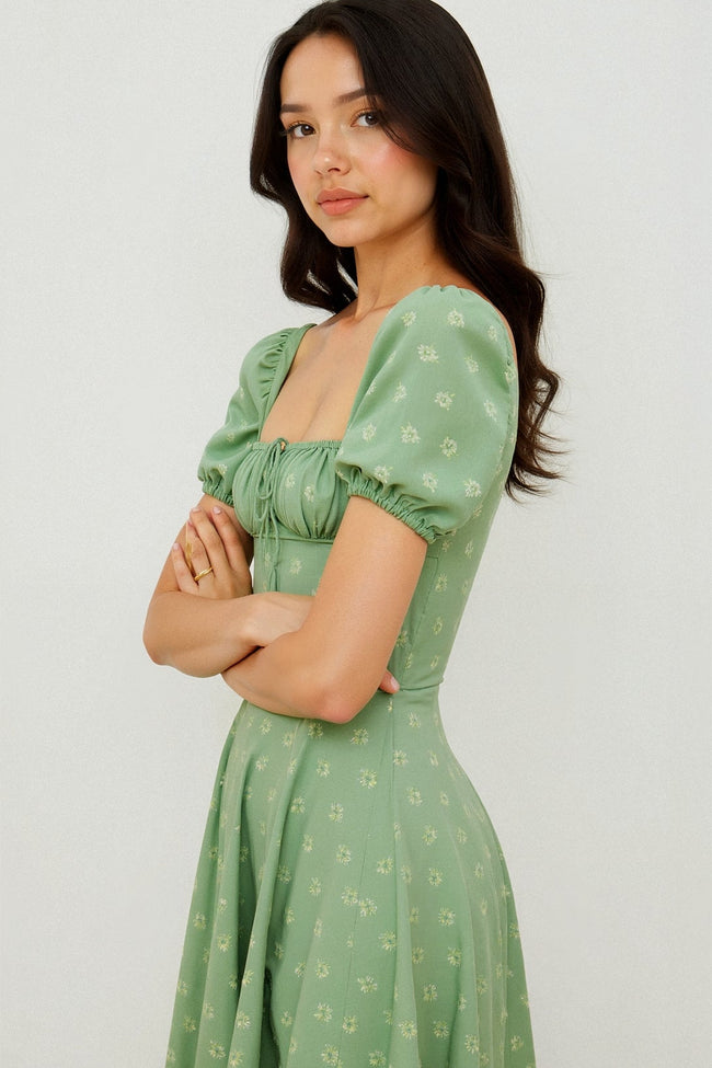 Midi Dress with Square Neckline
