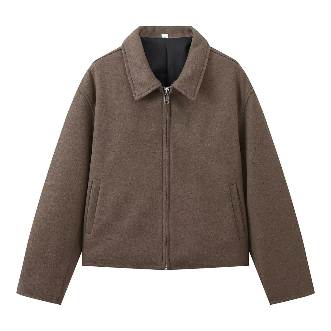 Minimalist Zip Jacket with Classic Collar