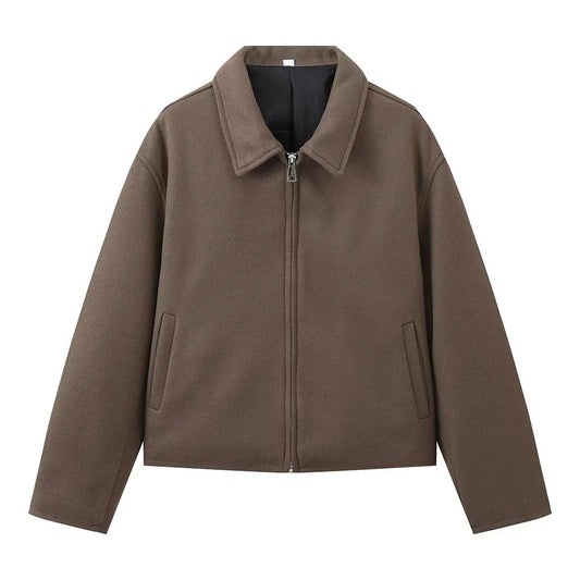 Minimalist Zip Jacket with Classic Collar