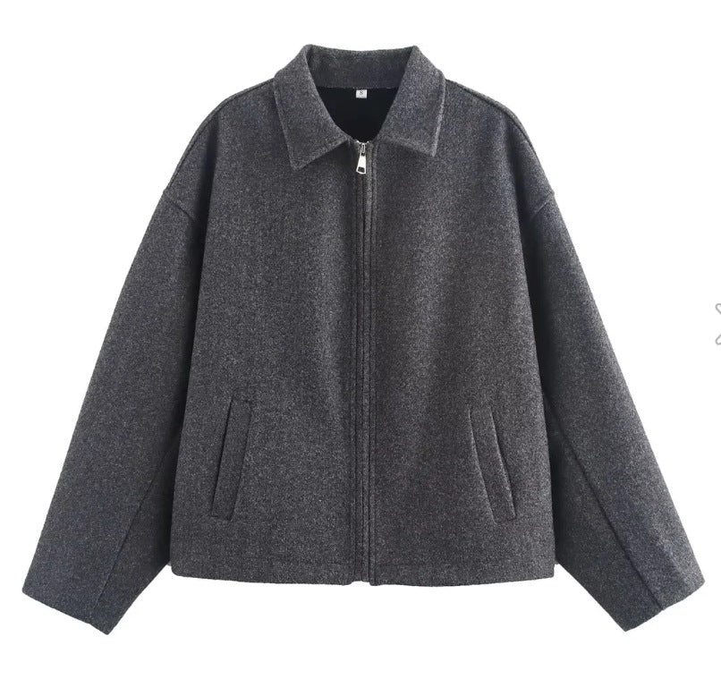 Minimalist Zip Jacket with Classic Collar