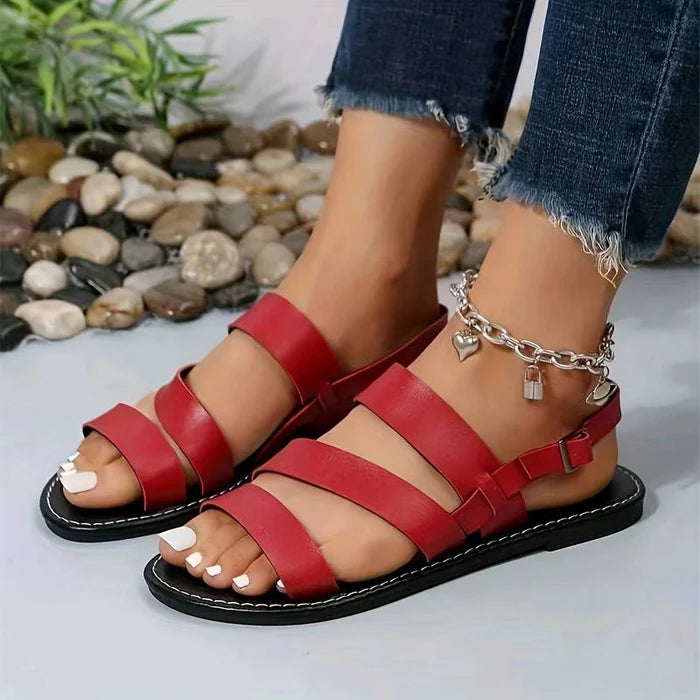 Modern flat sandals with back strap