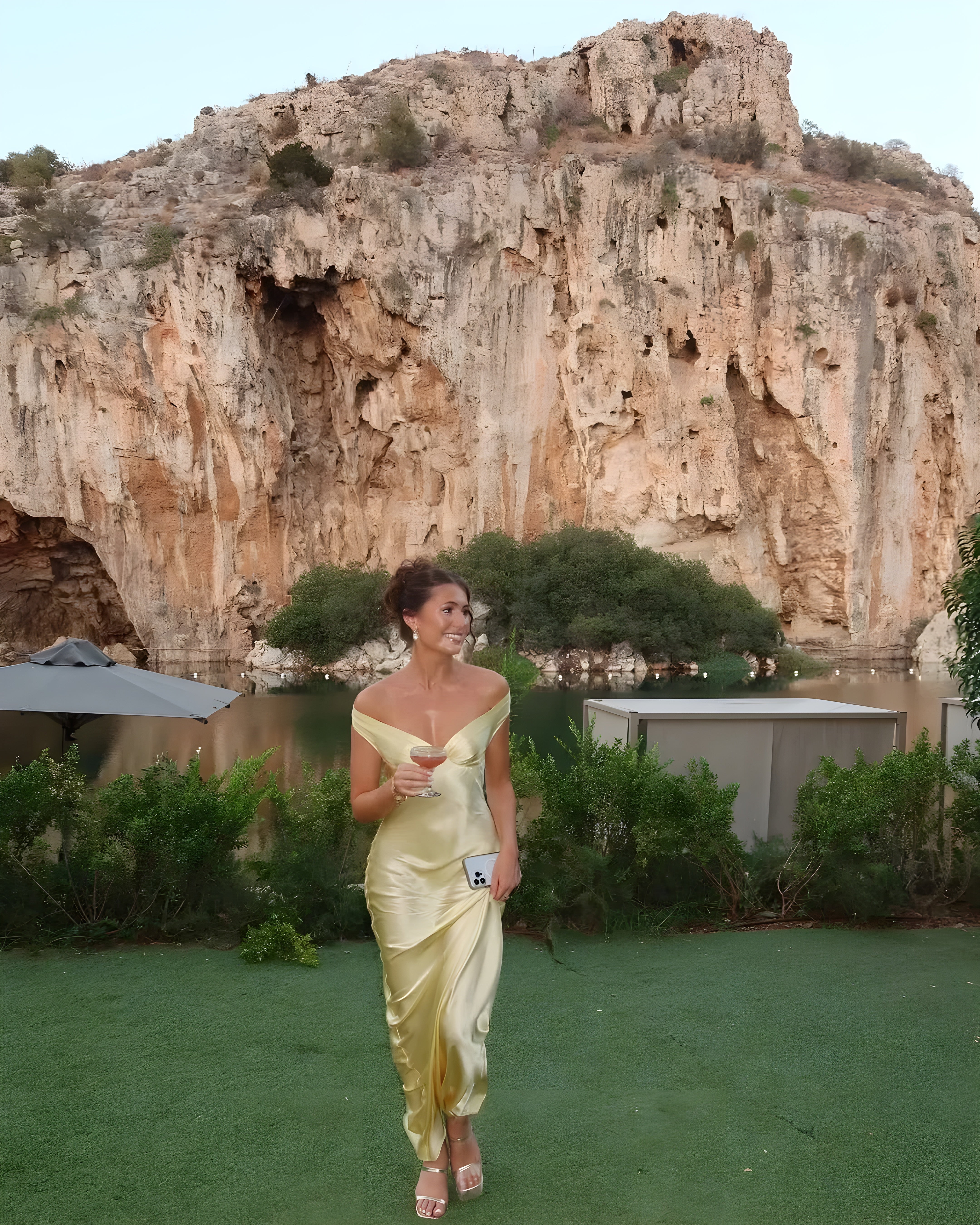 Women’s Maxi Dress with Off-Shoulder Neckline and Fitted Upper