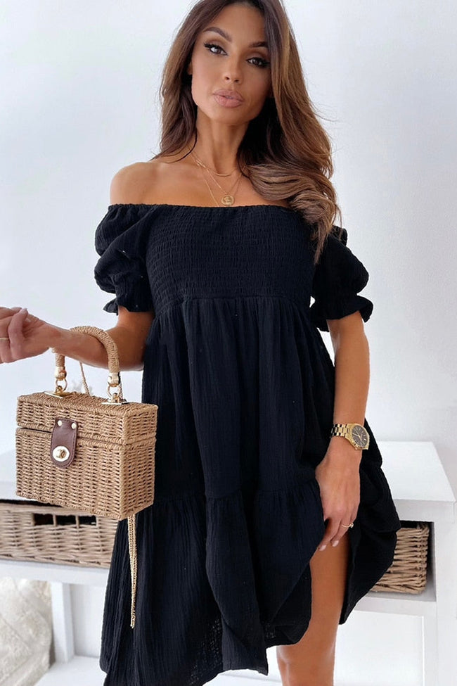 Off-Shoulder Tiered Dress for Effortless Style