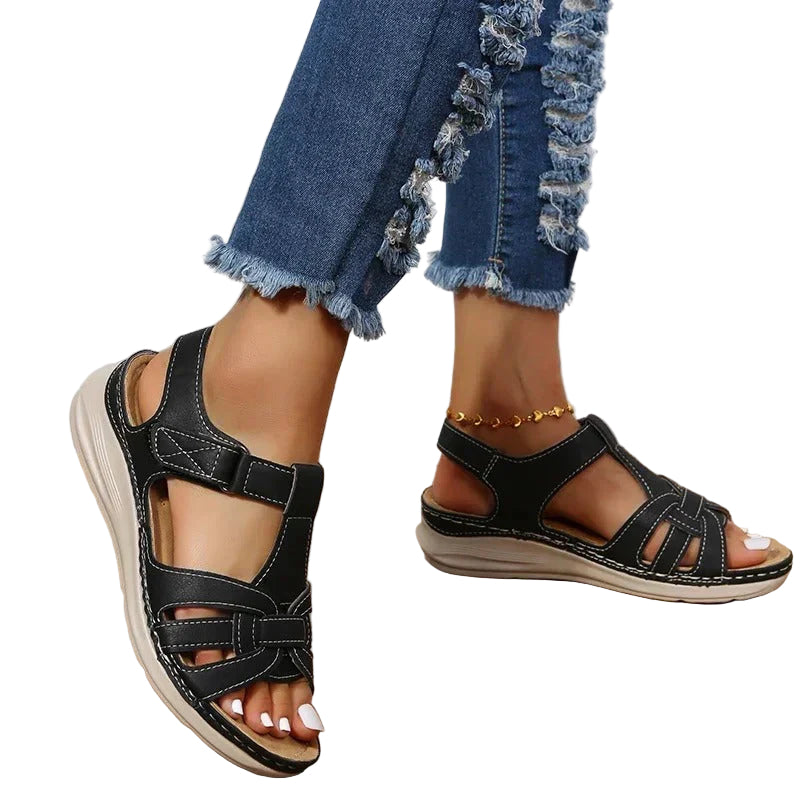 Women’s Open-Toe Sandals with Straps and Adjustable Closure