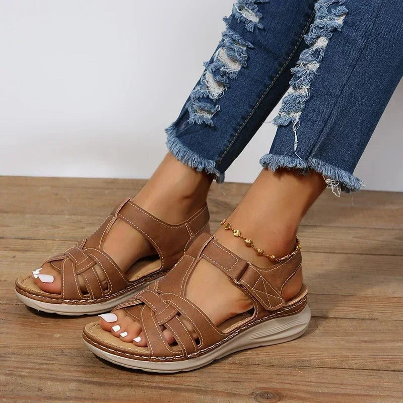 Women’s Open-Toe Sandals with Straps and Adjustable Closure
