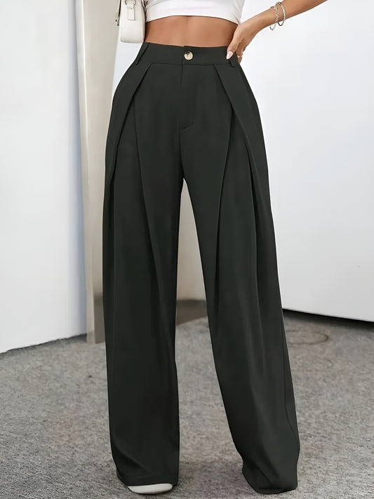 Pleated Band Waist Trousers for Women