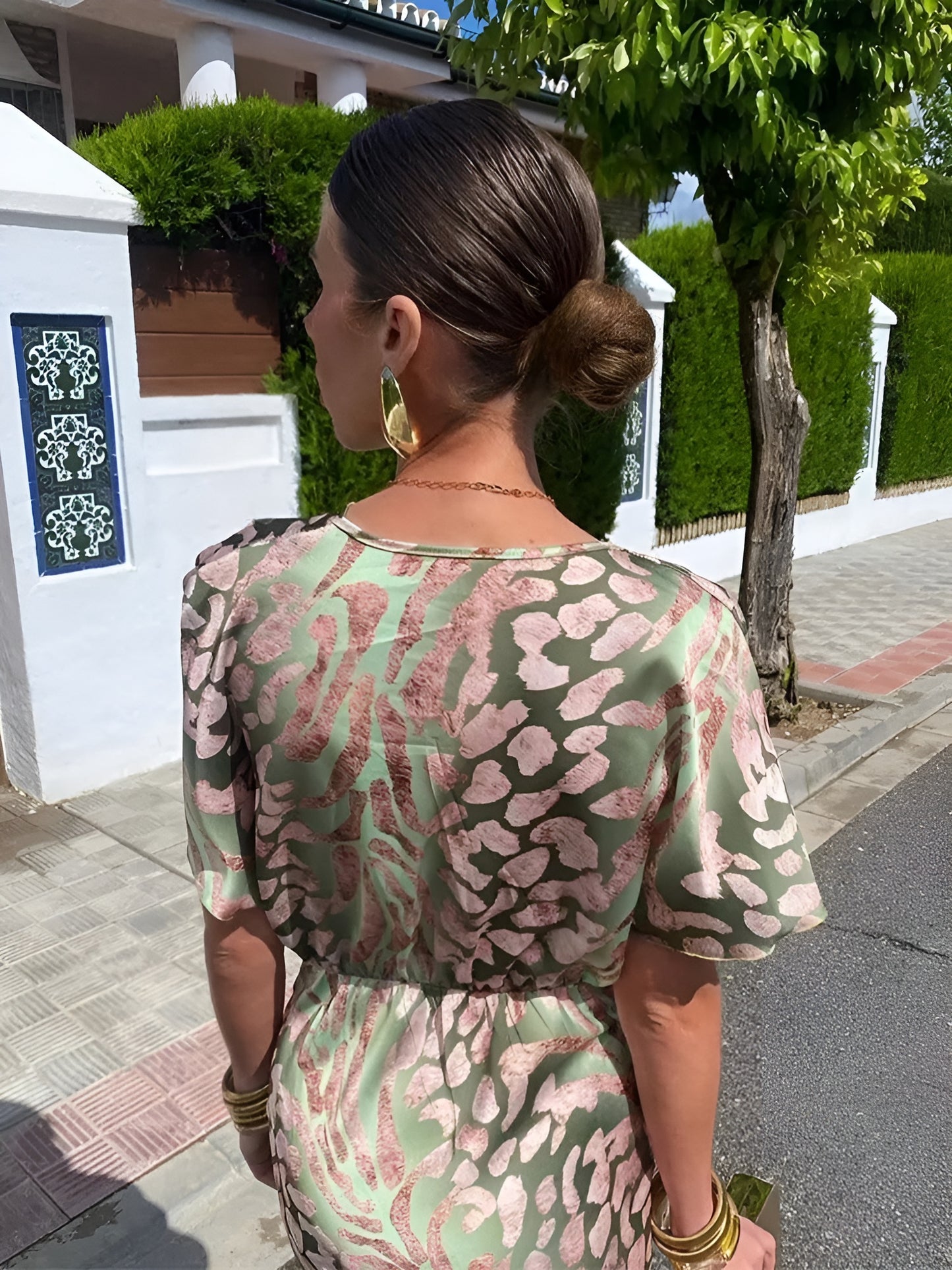 Pleated Floral Midi Dress for Women