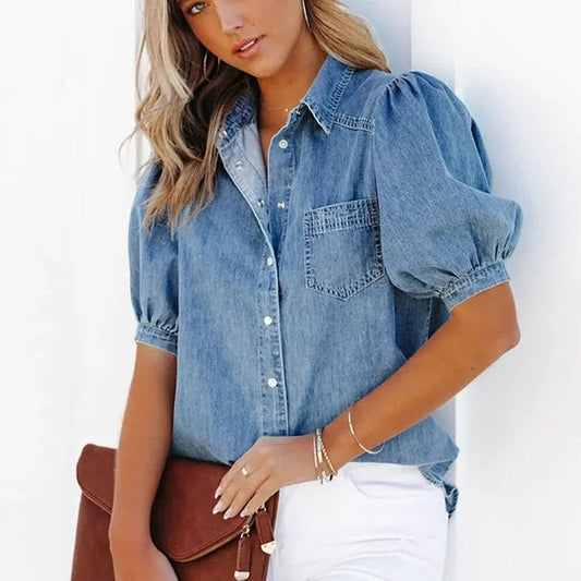 Relaxed Fit Casual Denim Shirt for Women
