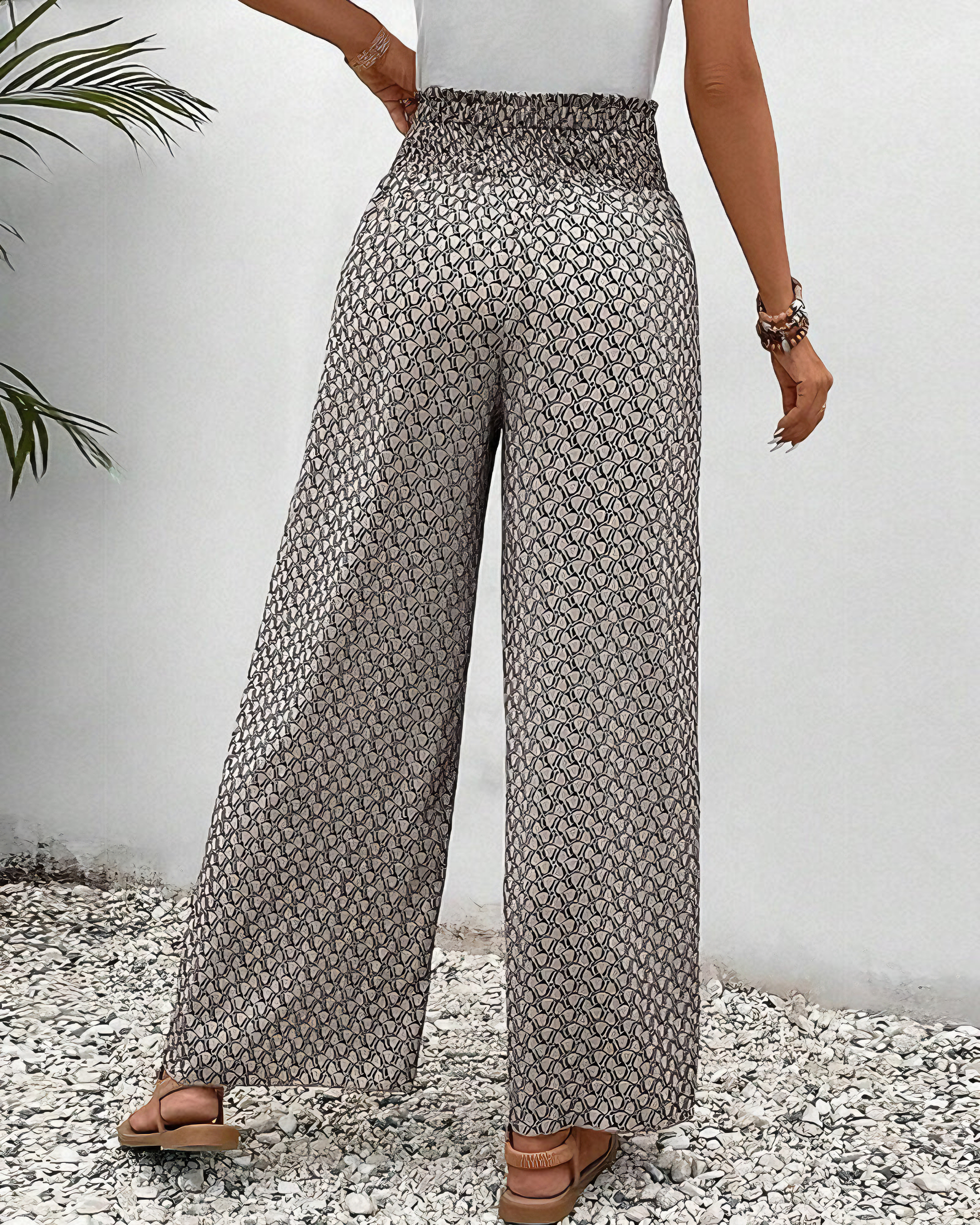 Women’s Wide-Leg Pants with Elastic Waistband