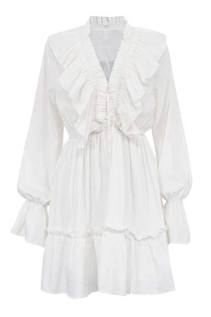 Ruffled V-Neck Mini Dress for Women