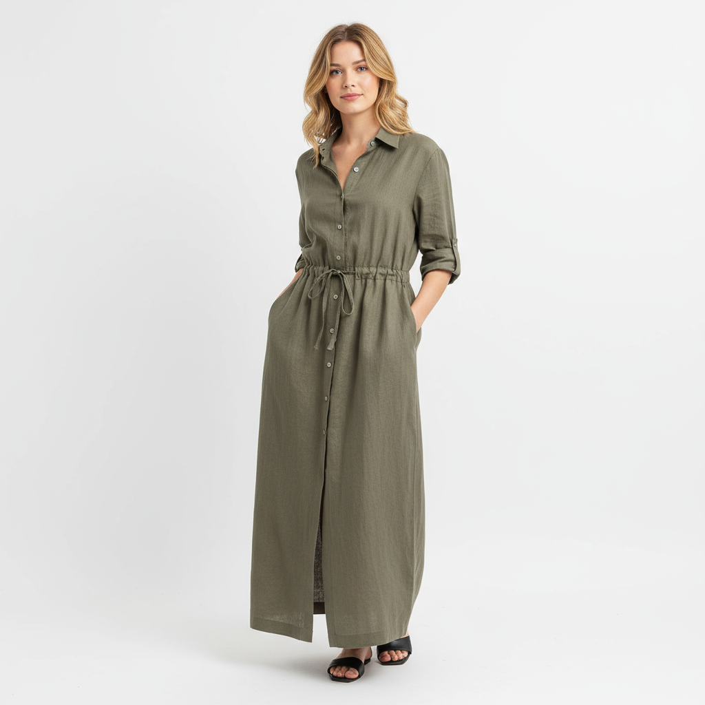 Selina | Flowing Maxi Shirt Dress