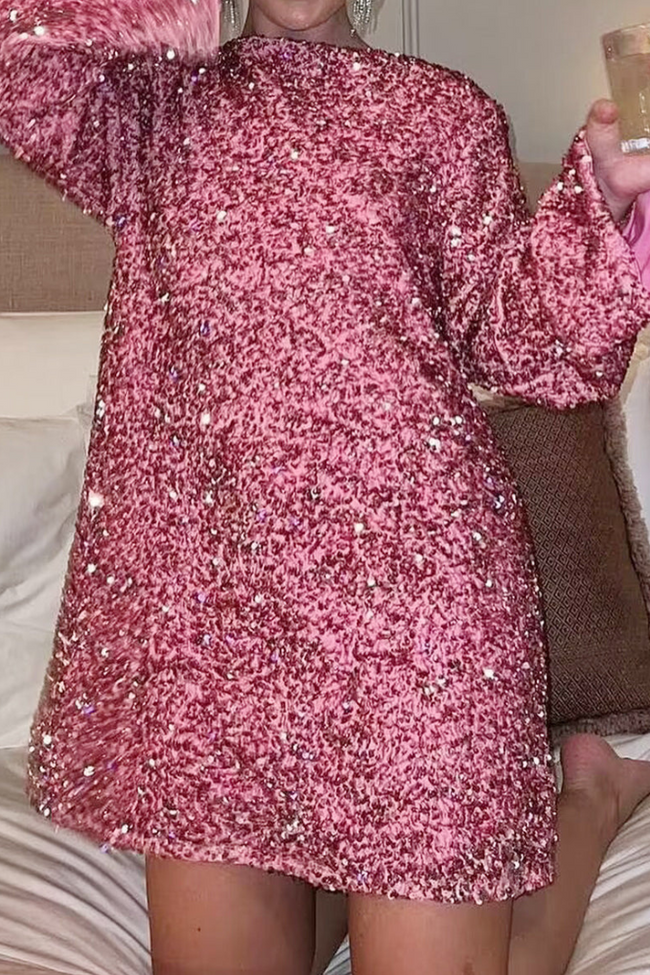 Shimmer Long-Sleeve Dress for Special Evenings