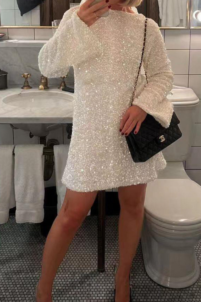 Shimmer Long-Sleeve Dress for Special Evenings