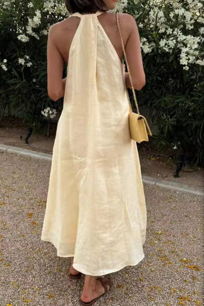 Sleeveless A-Line Midi Dress with Pockets For Women