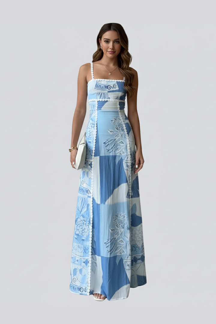 Sleeveless Maxi Dress with Lace Trim