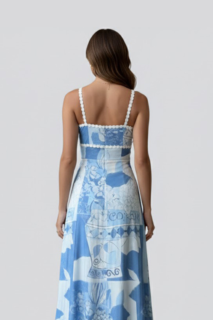 Sleeveless Maxi Dress with Lace Trim