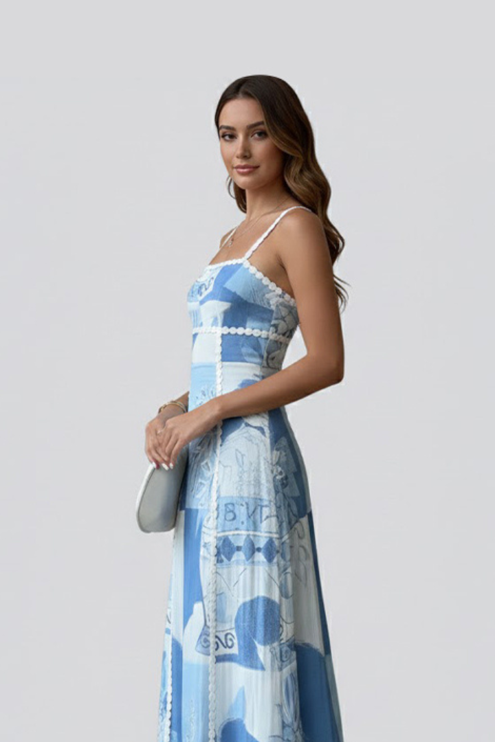 Sleeveless Maxi Dress with Lace Trim