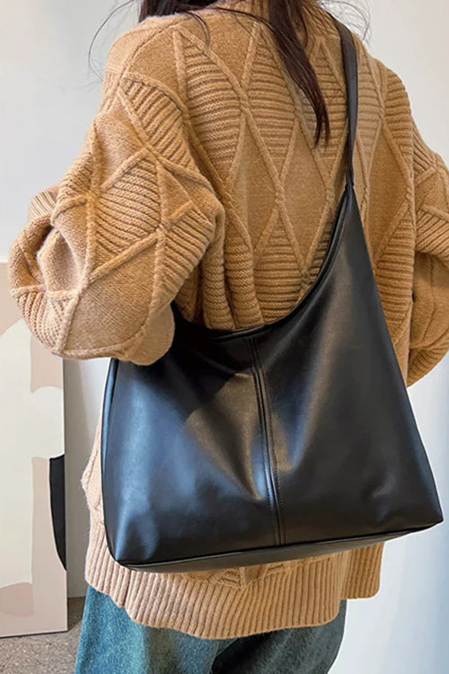 Spacious Faux-Material Tote Bag with Elegant Design