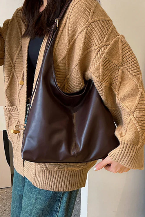 Spacious Faux-Material Tote Bag with Elegant Design