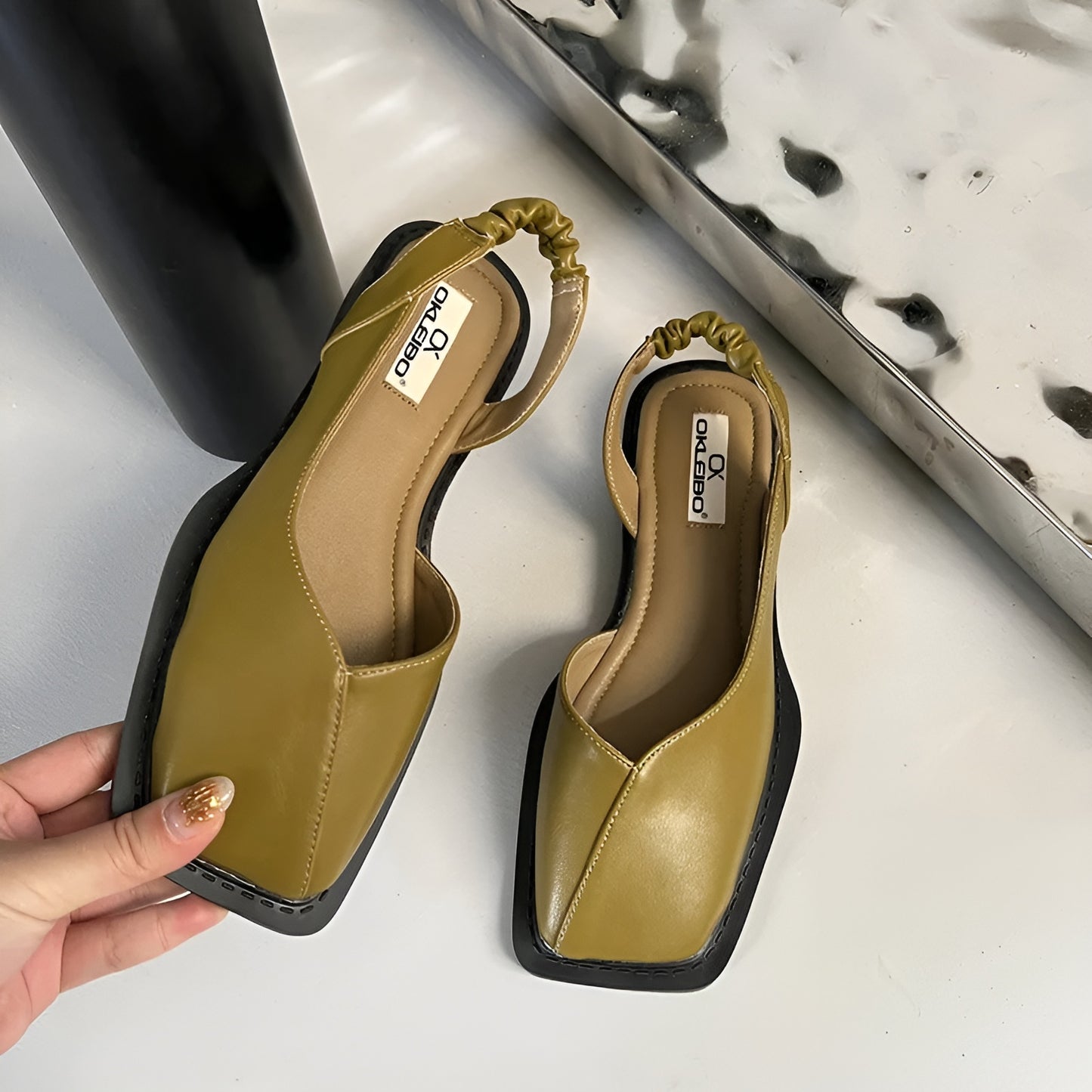 Square Toe Slingback Sandals for Women