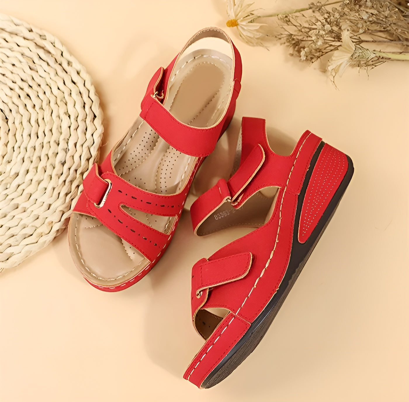 Platform Wedge Sandals With Hook-and-Loop Straps