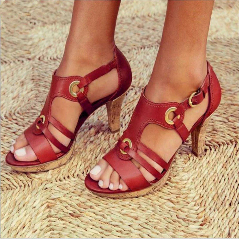 Strap Heels in Faux Finish for Women