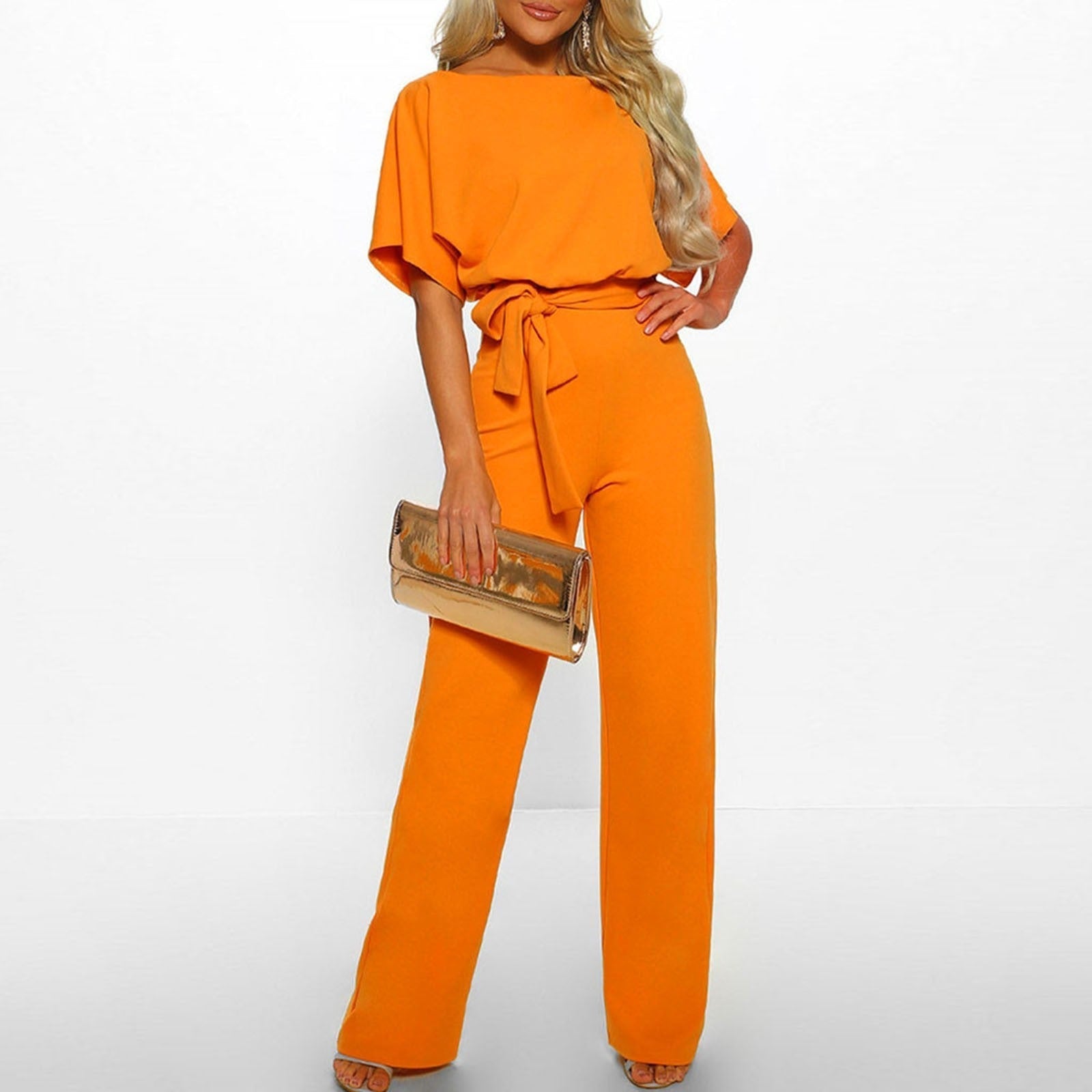 Women’s Jumpsuit with Belt and Wide Legs