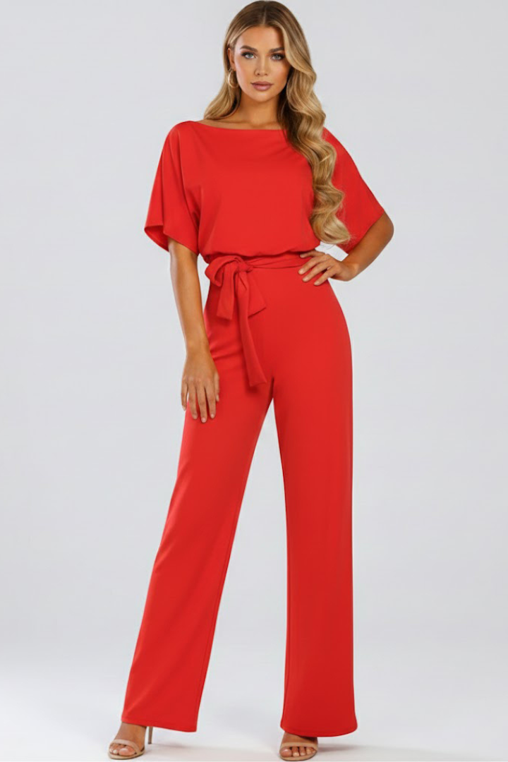 Women’s Jumpsuit with Belt and Wide Legs
